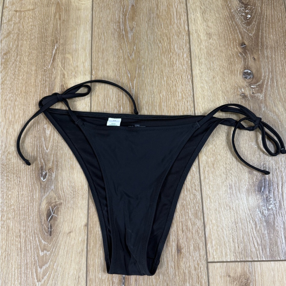 Aerie Side Tie Bikini Bottom Black Medium